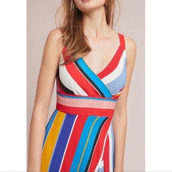 Tracy Reese X ANTHROPOLOGIE Seaside Striped Midi Dress sz 4 #F - Picture 2 of 6